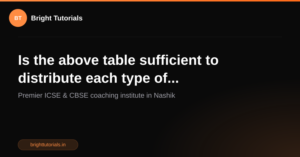 Q6: Is the above table sufficient to distribute each type of ...